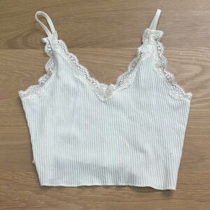 Miami White Lace Trim Crop Top